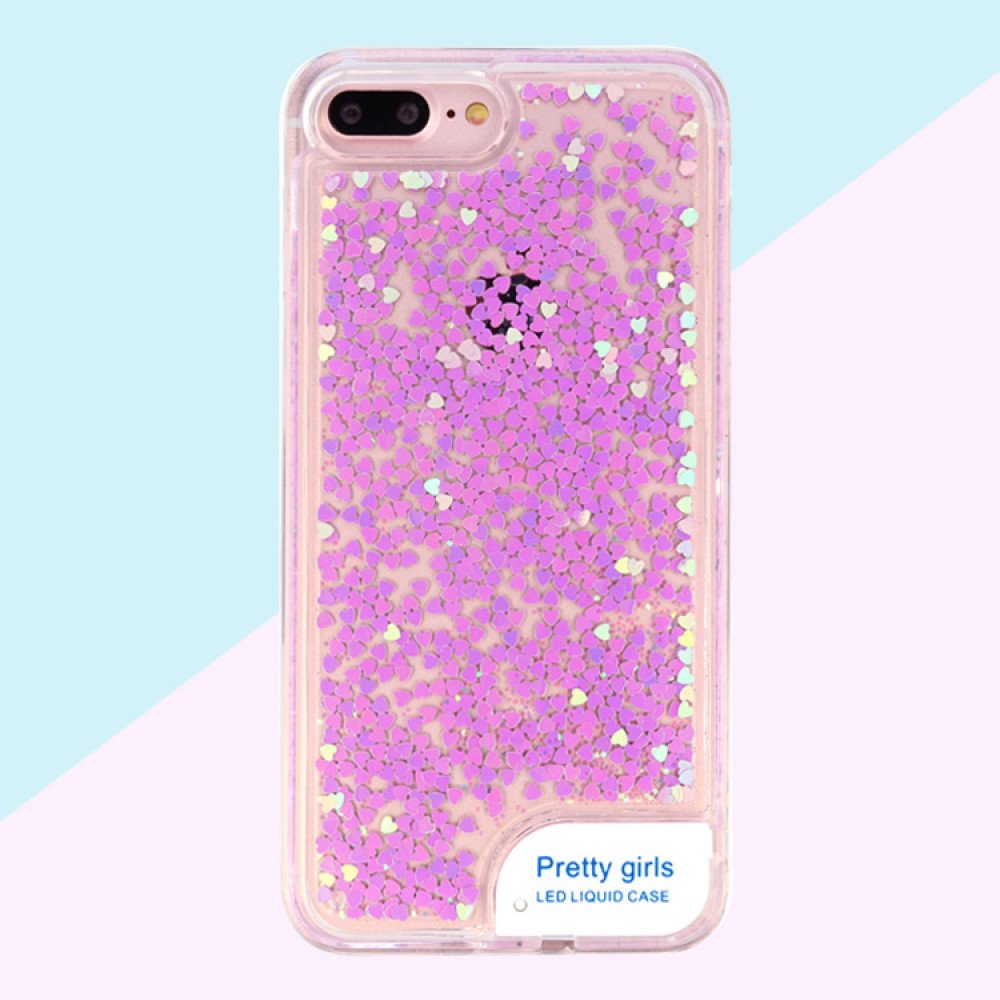 Wholesale iPhone 7 Plus LED Light Up Liquid Star Dust Case Purple